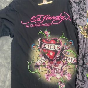 Men’s Large Christian Audigier/ Ed Hardy T-Shirts